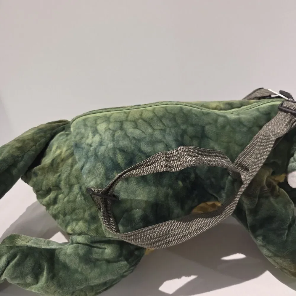 Triceratops Green Stuffed Animal Plush Dino Purse Bag Two Straps